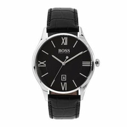 Hugo Boss Men Black Leather Analogue Watch 1513485