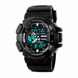 SKMEI Black Rubber Analog-Digital Sports Watch