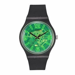 Swatch Unisex Green Swiss Made Skeleton Analogue Watch SUOB166