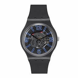 Swatch Unisex Black Swiss-Made Skeleton Analogue Watch SUOB165