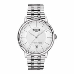 Tissot Men Silver-Toned Carson Premium Powermatic 80 Swiss Automatic Analogue Watch T1224071103100