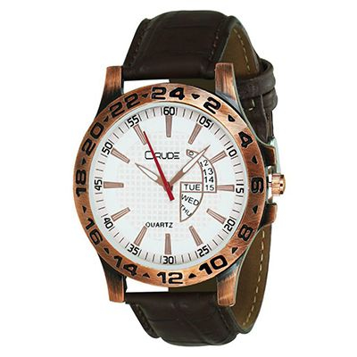 Brown Leather Analog Men's Watch