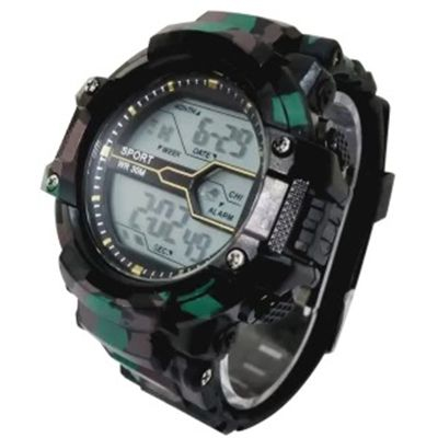 Army Green Sports Digital WR 30M Watch - For Boys