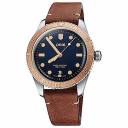 Oris Men Blue Analogue Leather Watch 01 733 7707 4355