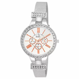 Ziera ZR8032 Special dezined collection Silver and Ross gold Watch - For Women