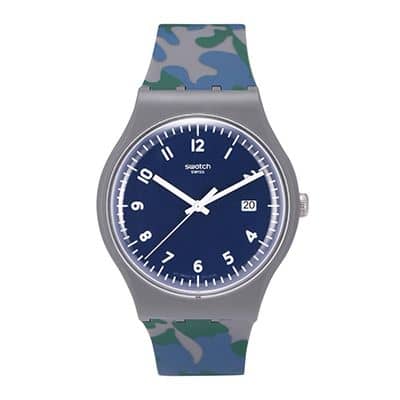 Swatch Unisex Navy Blue Swiss-Made Analogue Watch SUOM400