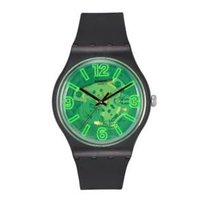 Swatch Unisex Green Swiss Made Skeleton Analogue Watch SUOB166