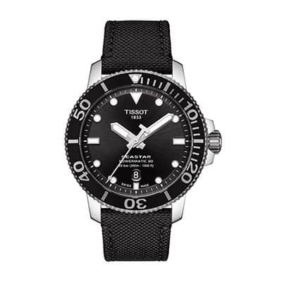 Tissot Men Black Seastar 1000 Powermatic 80 Analogue Watch T1204071705100