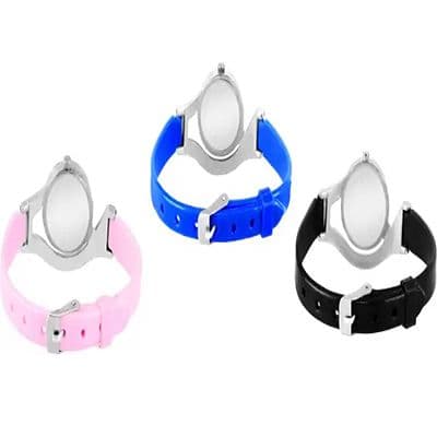 Round and unique design glory blue pink black combo of 3 watch for women Watch - For Girls