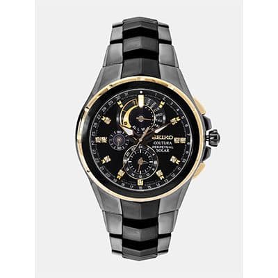 Coutura Men Black Perpetual Solar Chronograph Watch