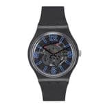 Unisex Black Swiss-Made Skeleton Analogue Watch SUOB165