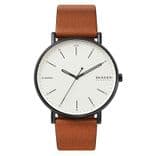 Men Silver-Toned Analogue Leather Watch SKW6550_SOR