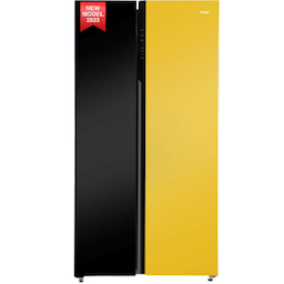 Haier HRS-682KYGU1 Vogue 602L Black Yellow Glass 2-Door Convertible Fridge Haier HRS-682KYGU1 Vogue 602L Black Yellow Glass 2-Door Convertible Fridge