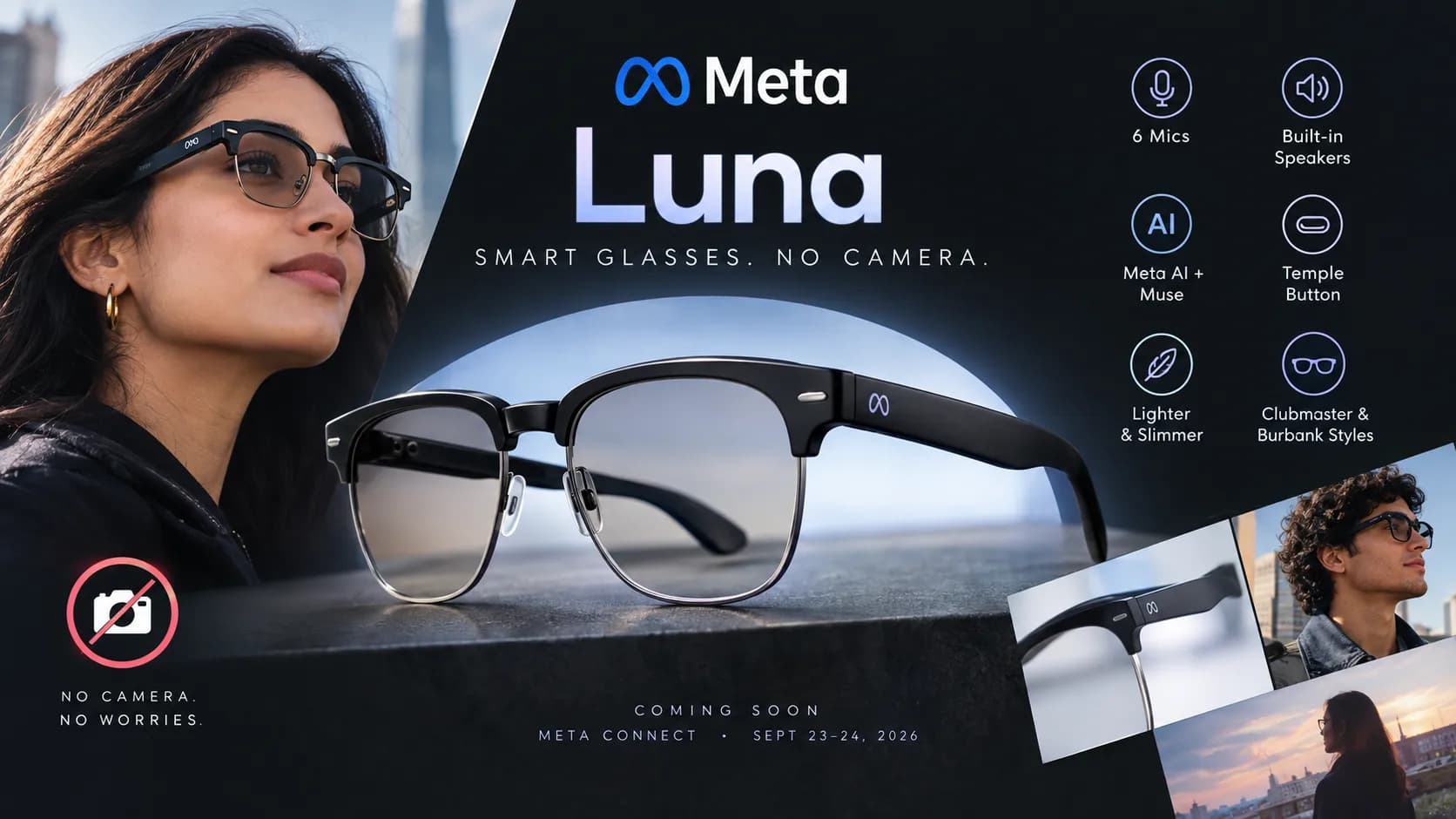 Meta Luna Smart Glasses Without Camera Expected to Launch in October 2026 Meta Luna Smart Glasses Without Camera Expected to Launch in October 2026