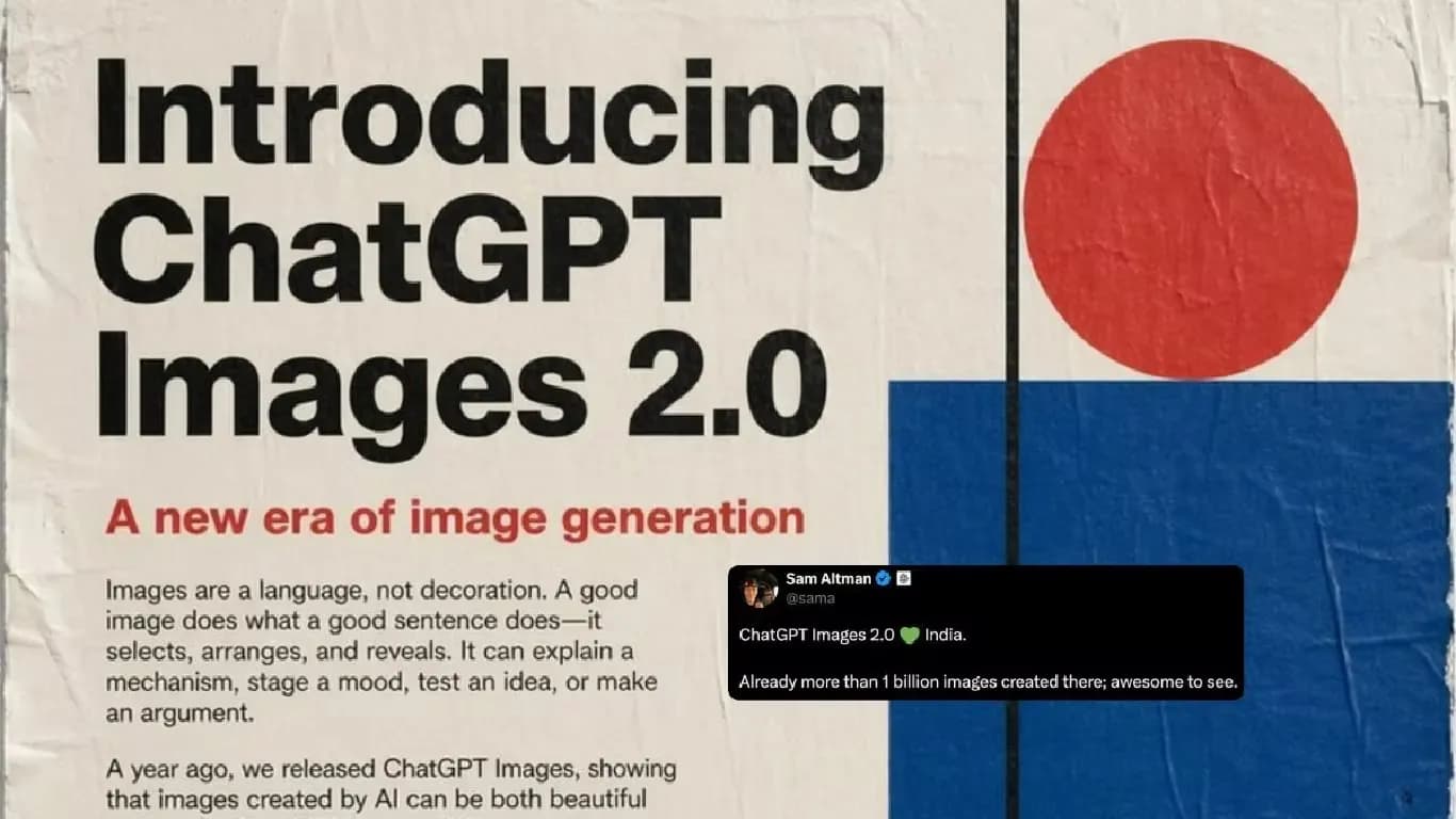 OpenAI Reports Over 1 Billion ChatGPT Images 2.0 Creations in India OpenAI Reports Over 1 Billion ChatGPT Images 2.0 Creations in India